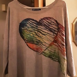 Recycled Karma Artsy Heart Raglan Kohls Jcpenney Woman's Large Juniors XL